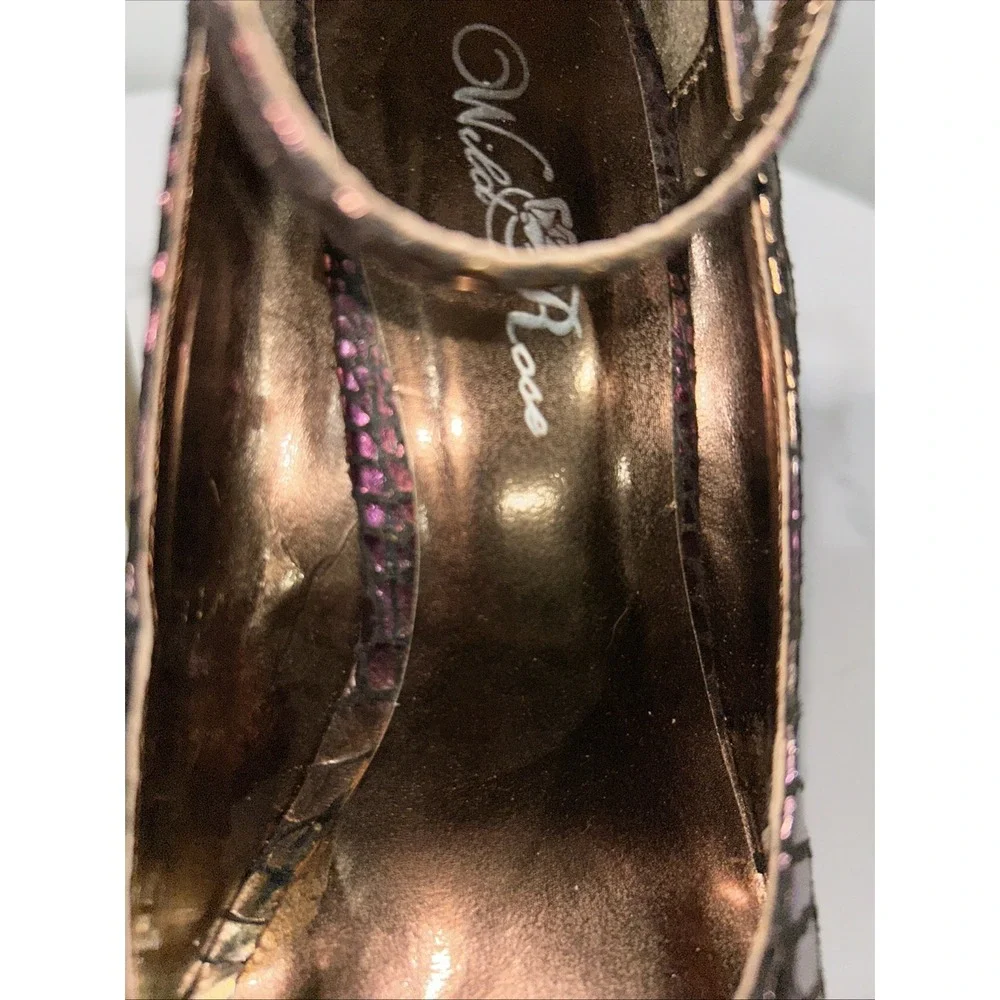 Tony‎ Bowls Platform Stiletto Heels Wild Rose Metallic Snakeskin Size 7